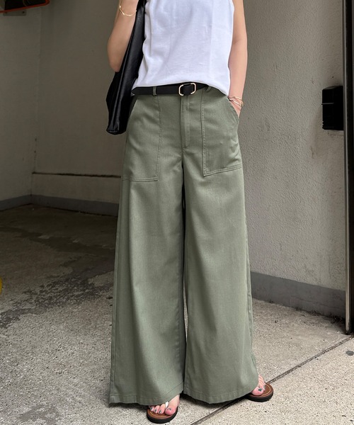 LBC(エルビーシー)の「リネン混ベイカーワイドパンツ(その他パンツ・レディース・エメラルド/ベージュ/チャコールグレー・M/L)」の3枚目の写真