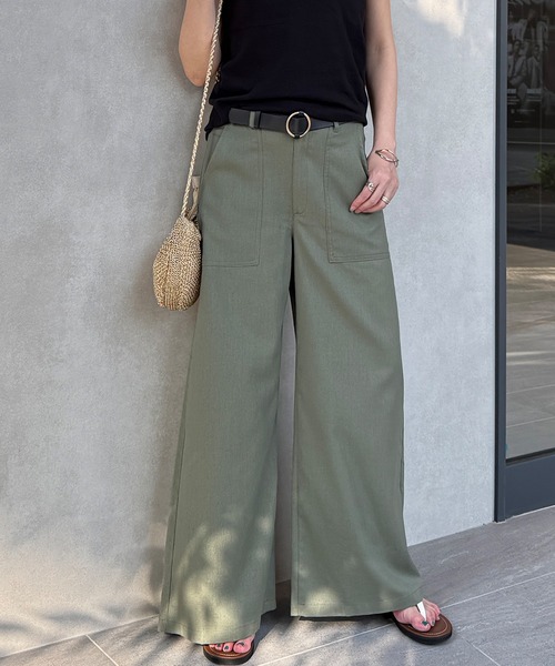 LBC(エルビーシー)の「リネン混ベイカーワイドパンツ(その他パンツ・レディース・エメラルド/ベージュ/チャコールグレー・M/L)」の4枚目の写真