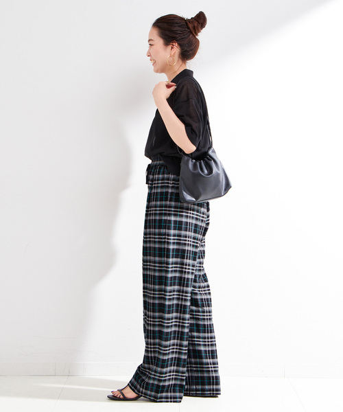 B.C STOCK(ベーセーストック)の「ダブルベルトチェックパンツ(その他パンツ・レディース・ブラック/ブラウン・SMALL/MEDIUM)」の4枚目の写真