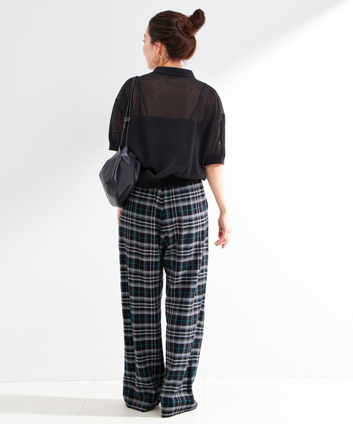 B.C STOCK(ベーセーストック)の「ダブルベルトチェックパンツ(その他パンツ・レディース・ブラック/ブラウン・SMALL/MEDIUM)」の5枚目の写真