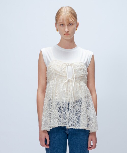 cloenc（クロエンス）の「【手洗い可】レースキャミソール（タンクトップ・レディース・ブラック系3/ホワイト系6・02）」の4枚目の写真