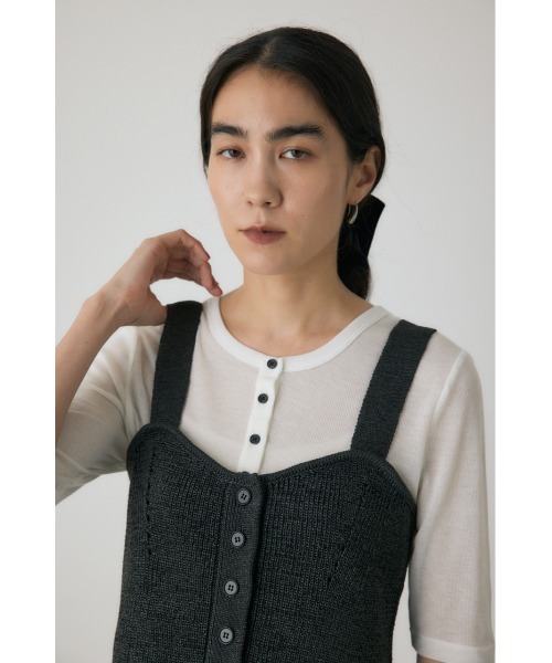 crie conforto（クリーコンフォルト）の「ストローヤーンビスチェ　ニット（タンクトップ・レディース・チャコールグレー/ブラウン・FREE）」の2枚目の写真