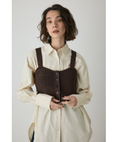 crie conforto（クリーコンフォルト）の「ストローヤーンビスチェ　ニット（タンクトップ・レディース・チャコールグレー/ブラウン・FREE）」の3枚目の写真