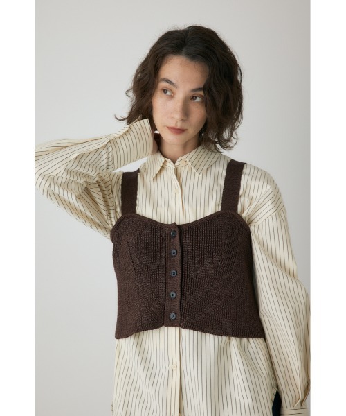crie conforto（クリーコンフォルト）の「ストローヤーンビスチェ　ニット（タンクトップ・レディース・チャコールグレー/ブラウン・FREE）」の4枚目の写真