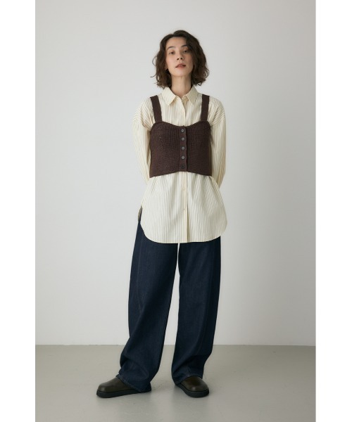 crie conforto（クリーコンフォルト）の「ストローヤーンビスチェ　ニット（タンクトップ・レディース・チャコールグレー/ブラウン・FREE）」の5枚目の写真