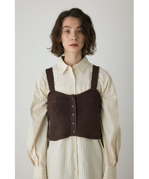 crie conforto（クリーコンフォルト）の「ストローヤーンビスチェ　ニット（タンクトップ・レディース・チャコールグレー/ブラウン・FREE）」の6枚目の写真