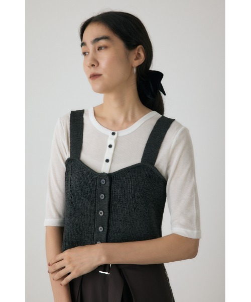 crie conforto（クリーコンフォルト）の「ストローヤーンビスチェ　ニット（タンクトップ・レディース・チャコールグレー/ブラウン・FREE）」の12枚目の写真