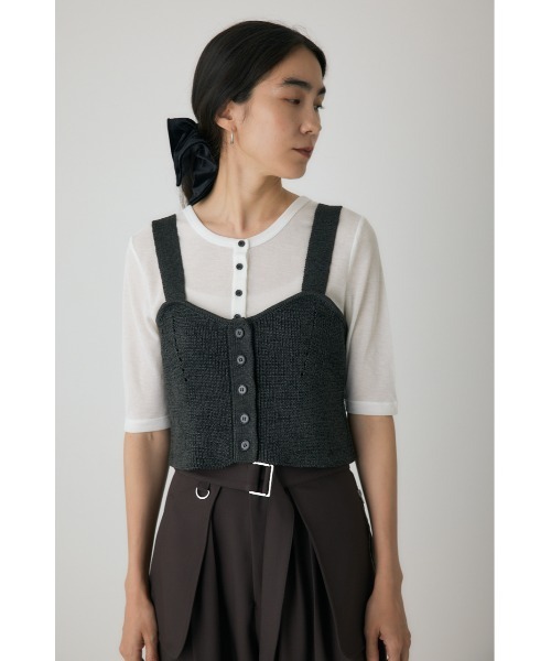 crie conforto（クリーコンフォルト）の「ストローヤーンビスチェ　ニット（タンクトップ・レディース・チャコールグレー/ブラウン・FREE）」の13枚目の写真