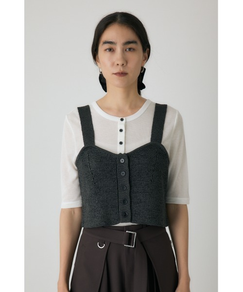 crie conforto（クリーコンフォルト）の「ストローヤーンビスチェ　ニット（タンクトップ・レディース・チャコールグレー/ブラウン・FREE）」の15枚目の写真