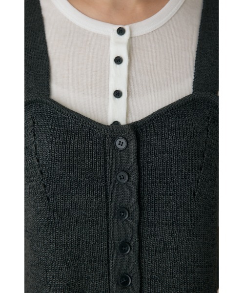 crie conforto（クリーコンフォルト）の「ストローヤーンビスチェ　ニット（タンクトップ・レディース・チャコールグレー/ブラウン・FREE）」の18枚目の写真