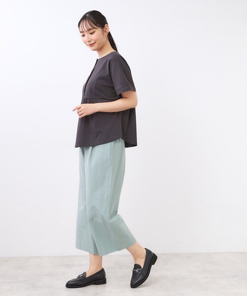 Reflect（リフレクト）の「【お腹・腰周りすっきり見え◎】ストレッチワイドクロップドパンツ（その他パンツ・レディース・ベージュ/キャメル/グリーン系・07/13/09/11）」の5枚目の写真