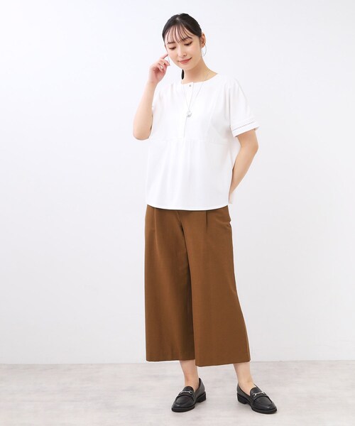 Reflect（リフレクト）の「【お腹・腰周りすっきり見え◎】ストレッチワイドクロップドパンツ（その他パンツ・レディース・ベージュ/キャメル/グリーン系・07/13/09/11）」の8枚目の写真
