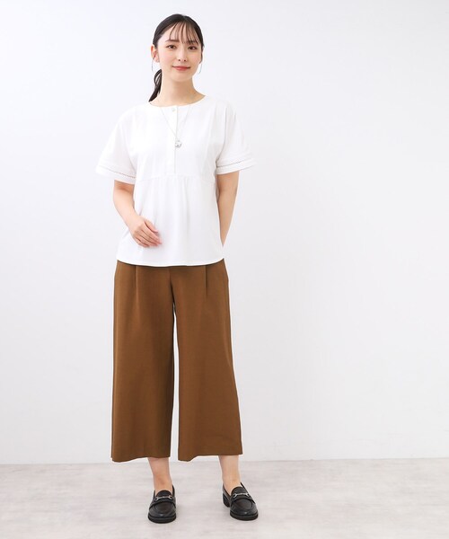 Reflect（リフレクト）の「【お腹・腰周りすっきり見え◎】ストレッチワイドクロップドパンツ（その他パンツ・レディース・ベージュ/キャメル/グリーン系・07/13/09/11）」の9枚目の写真
