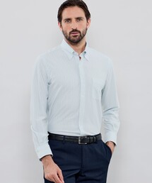 超美品 マッキントッシュロンドン ストライプ レギュラーカラー シャツ ヘアラインストライプ バンドカラーシャツ(トップス
