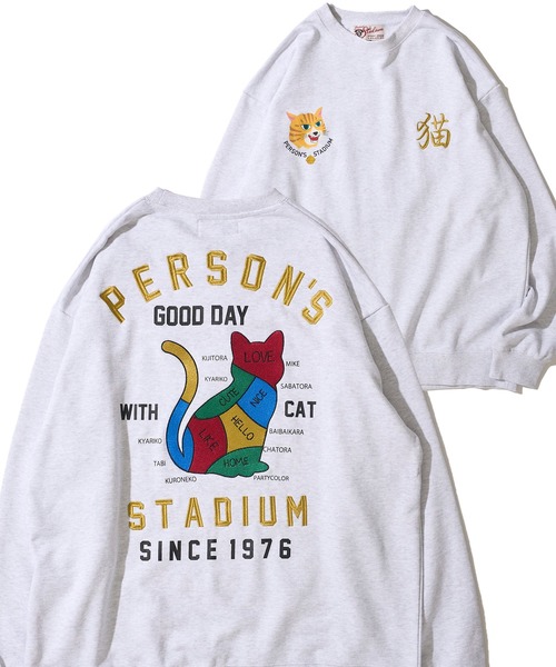 PERSON'S（パーソンズ）の「【PERSON’S STADIUM / パーソンズスタジアム】スーベニアCAT クルーネックスウェットプルオーバー（スウェット・レディース・オートミール/ネイビー/ブラック・MEDIUM/LARGE/X-LARGE）」の2枚目の写真