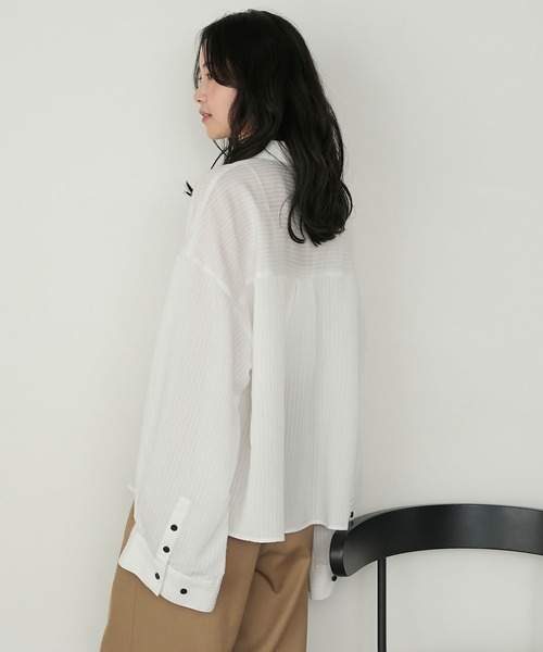 forksy.】シャドーストライプワイドスリーブシャツ forksy.│MONO-MART