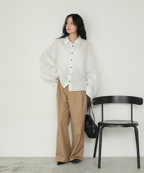 forksy.(フォルクシー)の「【forksy.】シャドーストライプワイドスリーブシャツ(シャツ/ブラウス・レディース・オフホワイト/ブラック・FREE)」の11枚目の写真