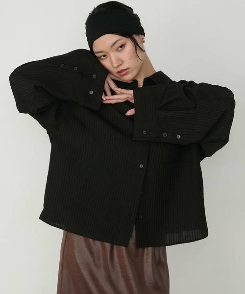 forksy.(フォルクシー)の「【forksy.】シャドーストライプワイドスリーブシャツ(シャツ/ブラウス・レディース・オフホワイト/ブラック・FREE)」の14枚目の写真