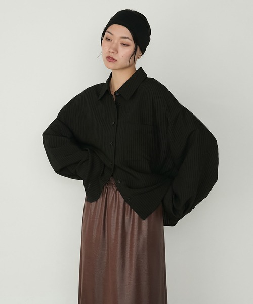 forksy.(フォルクシー)の「【forksy.】シャドーストライプワイドスリーブシャツ(シャツ/ブラウス・レディース・オフホワイト/ブラック・FREE)」の15枚目の写真