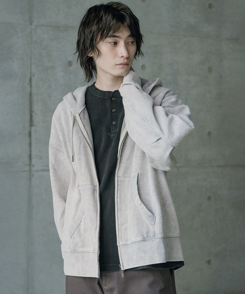 RATTLE TRAP(ラトルトラップ)の「短丈ルーズシルエットスノー加工パーカー(パーカー・メンズ・ブラック/グレー・L/M)」の13枚目の写真