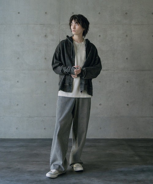 RATTLE TRAP(ラトルトラップ)の「短丈ルーズシルエットスノー加工パーカー(パーカー・メンズ・ブラック/グレー・L/M)」の18枚目の写真
