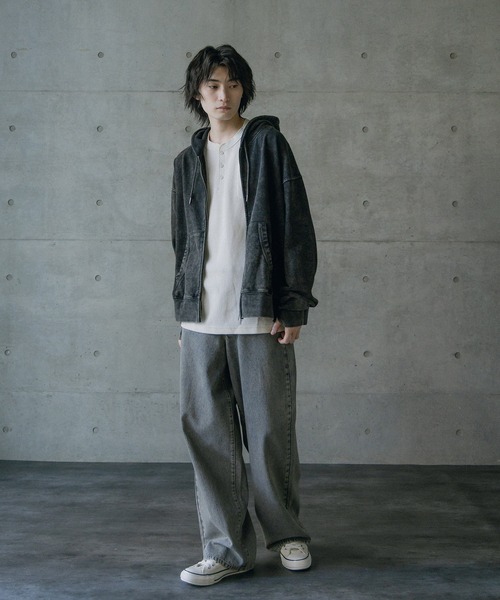 RATTLE TRAP(ラトルトラップ)の「短丈ルーズシルエットスノー加工パーカー(パーカー・メンズ・ブラック/グレー・L/M)」の19枚目の写真