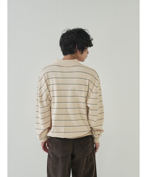 bonbonjour ストライピー0 セール】ストライプニット ニットポロ 秋ニット ユニセックス