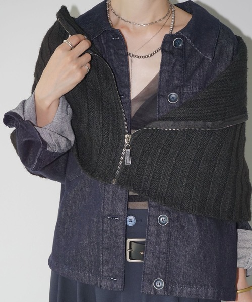 chuclla（チュクラ）の「フロントジップ ニットケープ chw25a044（ニット/セーター・レディース・ダークグレー/ブラック・FREE）」の9枚目の写真