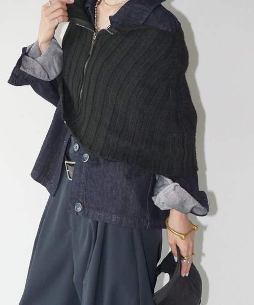 chuclla（チュクラ）の「フロントジップ ニットケープ chw25a044（ニット/セーター・レディース・ダークグレー/ブラック・FREE）」の12枚目の写真