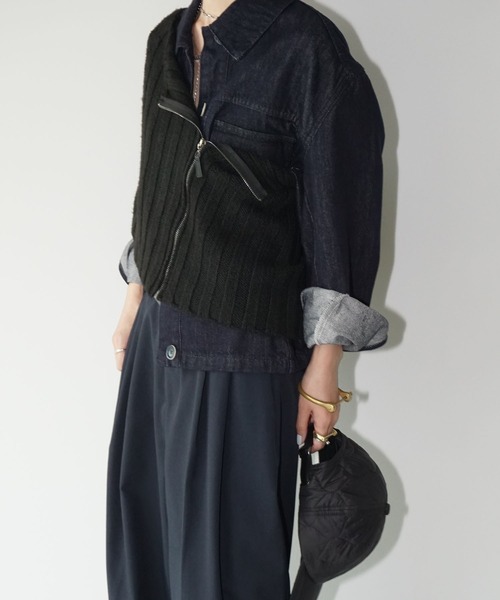 chuclla（チュクラ）の「フロントジップ ニットケープ chw25a044（ニット/セーター・レディース・ダークグレー/ブラック・FREE）」の15枚目の写真