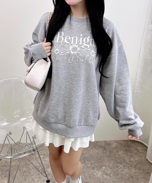 INGNI(イング)の「【WEB限定】フラワーロゴスウェット(スウェット・レディース・グレー×ホワイト/ホワイト×ピンク/ブラック×ピンク/ベージュ系その他・M)」の10枚目の写真