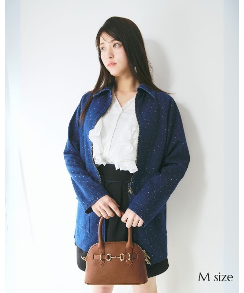 LANTINAM(ランティナム)の「ドットデニムカバーオール(ブルゾン・レディース・ブラック/ブルー・LARGE/MEDIUM)」の1枚目の写真