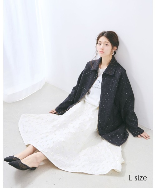 LANTINAM(ランティナム)の「ドットデニムカバーオール(ブルゾン・レディース・ブラック/ブルー・LARGE/MEDIUM)」の2枚目の写真