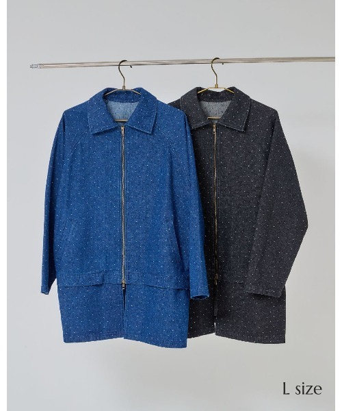 LANTINAM(ランティナム)の「ドットデニムカバーオール(ブルゾン・レディース・ブラック/ブルー・LARGE/MEDIUM)」の8枚目の写真