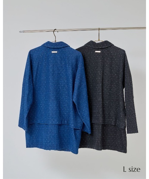 LANTINAM(ランティナム)の「ドットデニムカバーオール(ブルゾン・レディース・ブラック/ブルー・LARGE/MEDIUM)」の9枚目の写真