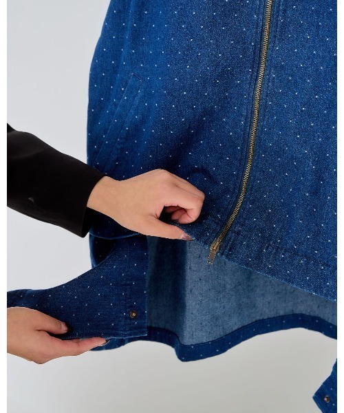 LANTINAM(ランティナム)の「ドットデニムカバーオール(ブルゾン・レディース・ブラック/ブルー・LARGE/MEDIUM)」の13枚目の写真