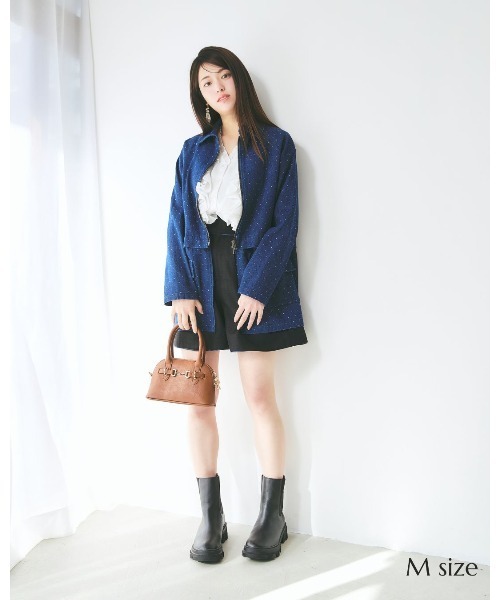 LANTINAM(ランティナム)の「ドットデニムカバーオール(ブルゾン・レディース・ブラック/ブルー・LARGE/MEDIUM)」の3枚目の写真