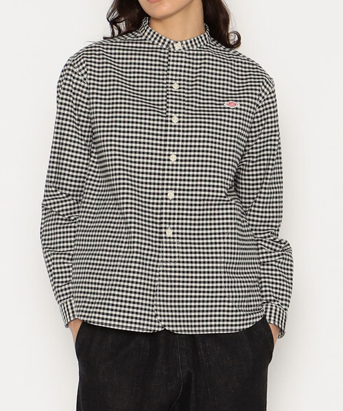DANTON（ダントン）の「WOMEN'S OXFORD BAND COLLAR SHIRT PATTERN（シャツ/ブラウス・レディース・グリーン系その他/ブルー系その他5/ブラック系その他・36/38/34）」の2枚目の写真