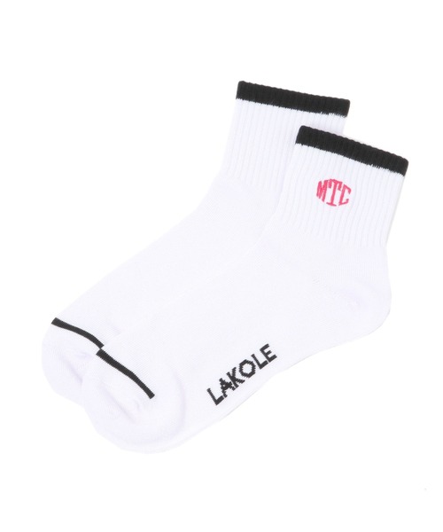 LAKOLE(ラコレ)の「ショートオーバルロゴソックス / 581592(ソックス/靴下・メンズ・ホワイト/グレー/ブラック・FREE)」の1枚目の写真
