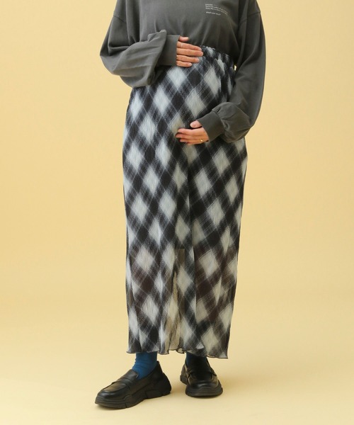 LEPSIM（レプシィム）の「【産前・産後対応】マタニティ／チェックナロースカート　579629（マタニティウェア/グッズ・レディース・ブラック・FREE）」の10枚目の写真