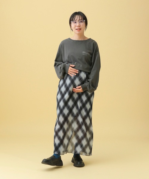 LEPSIM（レプシィム）の「【産前・産後対応】マタニティ／チェックナロースカート　579629（マタニティウェア/グッズ・レディース・ブラック・FREE）」の15枚目の写真