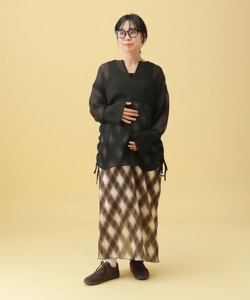 LEPSIM（レプシィム）の「【産前・産後対応】マタニティ／チェックナロースカート　579629（マタニティウェア/グッズ・レディース・ブラック・FREE）」の5枚目の写真