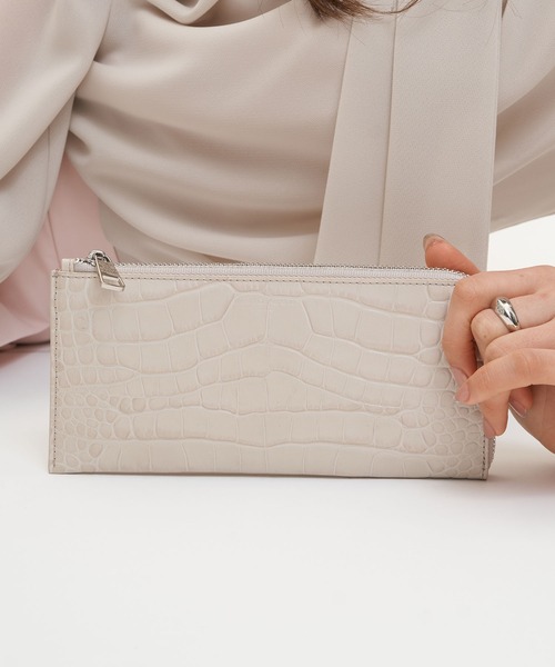 【未使用】SALON DE ALFURD　L字長財布　イタリアンクロコ型押し キャリー L字長財布 イタリアンクロコ型押しレザーVer.（財布）｜SALON