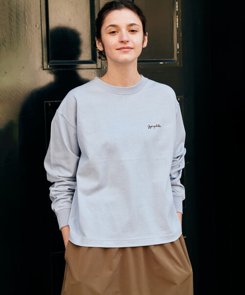 GYMPHLEX(ジムフレックス)の「Gymphlex | コットンジャージー クルーネック長袖Tシャツ WOMEN(Tシャツ/カットソー・レディース・サックスブルー/アイボリー・12)」の1枚目の写真