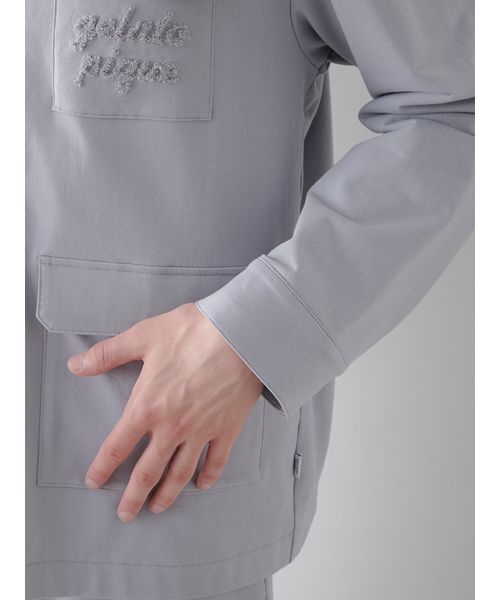 セール】【HOMME】ミニ裏毛ワンポイントロゴ刺繍シャツ（ルームウェア