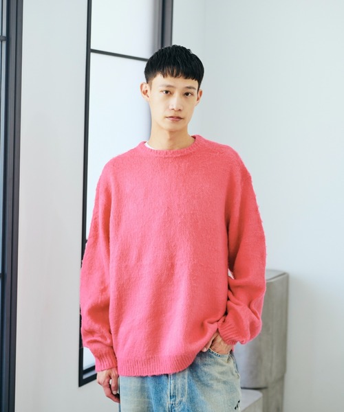 TOWNCRAFT（タウンクラフト）の「TOWN CRAFT タウンクラフト / SOLID SHAGGY CREW SWEATER アクリルセーター（ニット/セーター・メンズ・グリーン/ピンク/ネイビー/ブラック/グレー/チャコール・SMALL/MEDIUM/LARGE）」の19枚目の写真