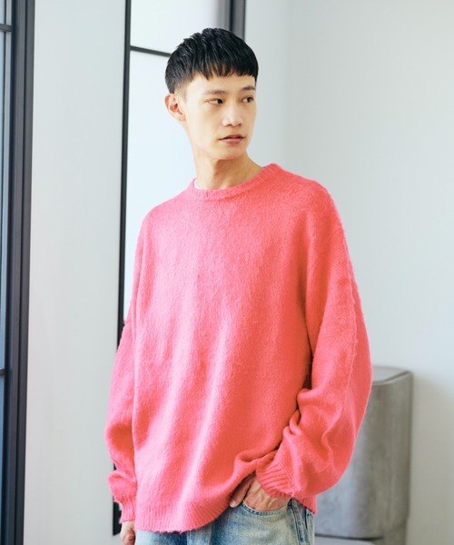 TOWNCRAFT（タウンクラフト）の「TOWN CRAFT タウンクラフト / SOLID SHAGGY CREW SWEATER アクリルセーター（ニット/セーター・メンズ・グリーン/ピンク/ネイビー/ブラック/グレー/チャコール・SMALL/MEDIUM/LARGE）」の18枚目の写真