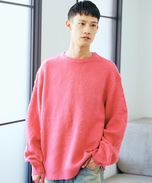 TOWNCRAFT（タウンクラフト）の「TOWN CRAFT タウンクラフト / SOLID SHAGGY CREW SWEATER アクリルセーター（ニット/セーター・メンズ・グリーン/ピンク/ネイビー/ブラック/グレー/チャコール・SMALL/MEDIUM/LARGE）」の17枚目の写真