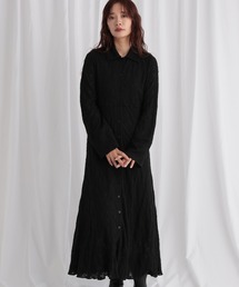 mysty woman | フラワージャガードレースアップシャツワンピース　582484(ワンピース)