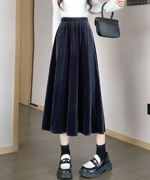 cammie(キャミー)の「ベロアフレアスカート(スカート・レディース・ブラウン/ブラック・M/L)」の12枚目の写真